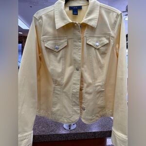 Charter Club Pale Yellow Denim Jacket with Button Front
